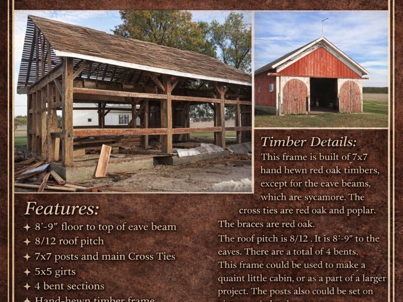 20' × 32' Hand Hewn Timber Frame Corn Crib