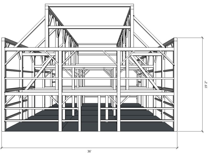 36 X 58 Circle Sawn Barn Frame Ready to Ship